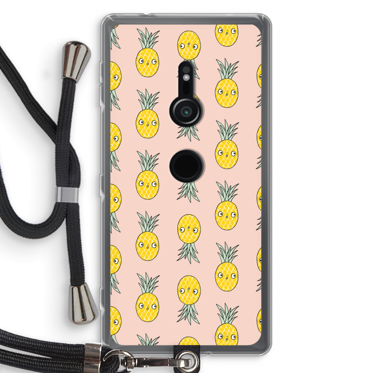 Ananas: Sony Xperia XZ2 Transparant Hoesje met koord