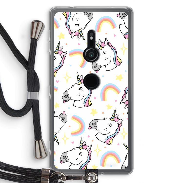 Rainbow Unicorn: Sony Xperia XZ2 Transparant Hoesje met koord