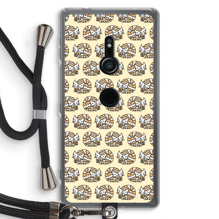 Slapende poes: Sony Xperia XZ2 Transparant Hoesje met koord