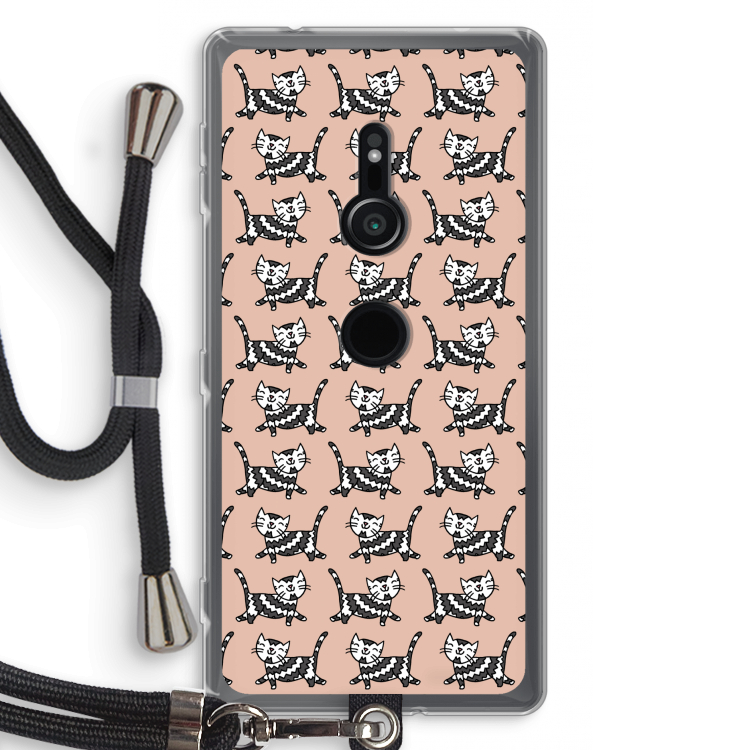 Zwarte poes: Sony Xperia XZ2 Transparant Hoesje met koord