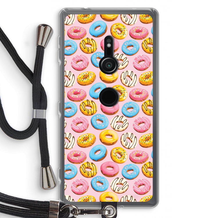 Pink donuts: Sony Xperia XZ2 Transparant Hoesje met koord