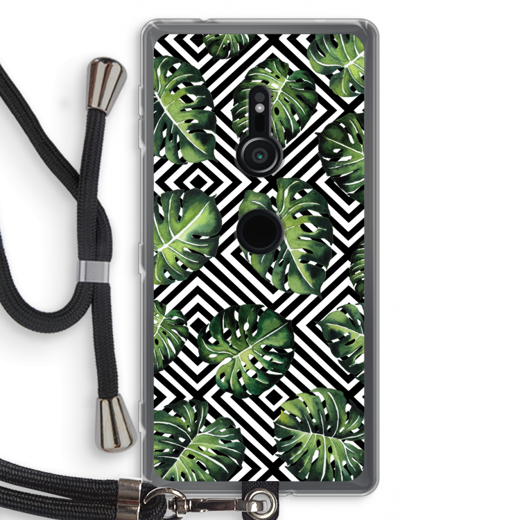 Geometrische jungle: Sony Xperia XZ2 Transparant Hoesje met koord