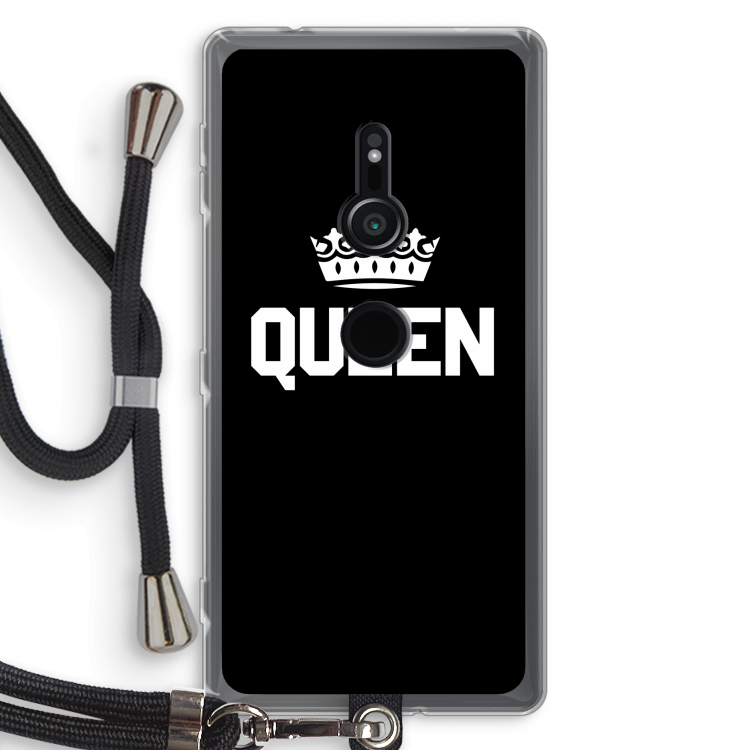 Queen zwart: Sony Xperia XZ2 Transparant Hoesje met koord