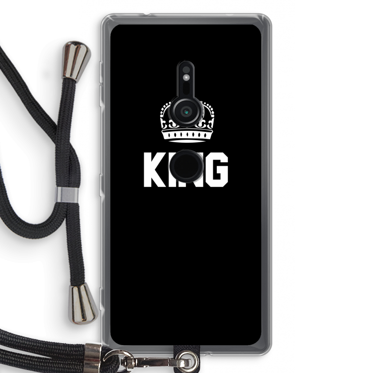 King zwart: Sony Xperia XZ2 Transparant Hoesje met koord