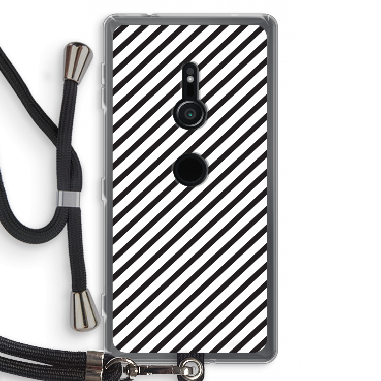 Strepen zwart-wit: Sony Xperia XZ2 Transparant Hoesje met koord