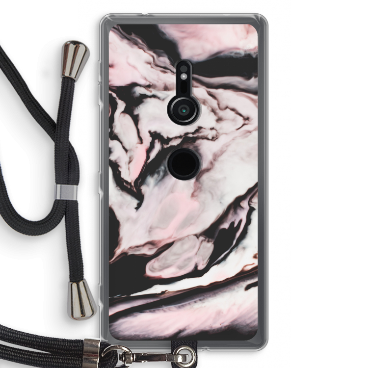 Roze stroom: Sony Xperia XZ2 Transparant Hoesje met koord