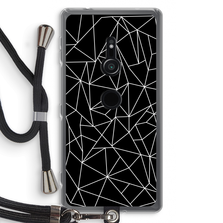 Geometrische lijnen wit: Sony Xperia XZ2 Transparant Hoesje met koord