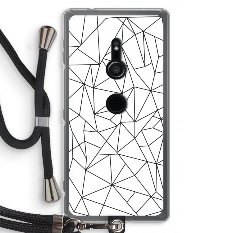 Geometrische lijnen zwart: Sony Xperia XZ2 Transparant Hoesje met koord