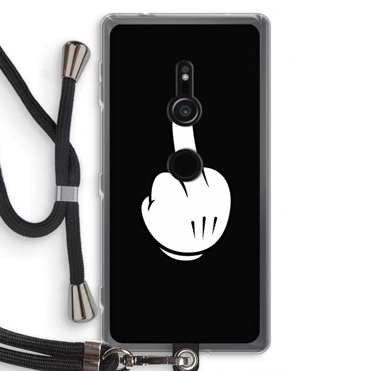 Middle finger black: Sony Xperia XZ2 Transparant Hoesje met koord
