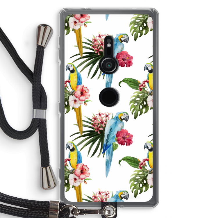 Kleurrijke papegaaien: Sony Xperia XZ2 Transparant Hoesje met koord