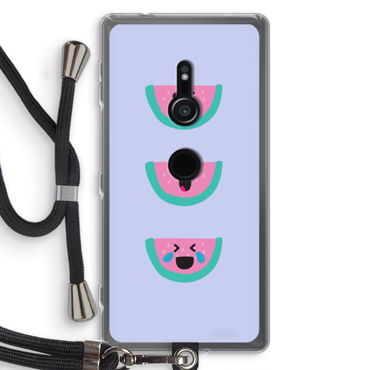 Smiley watermeloen: Sony Xperia XZ2 Transparant Hoesje met koord