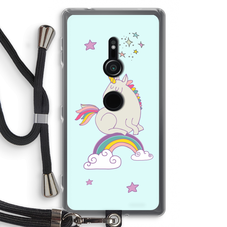 Regenboog eenhoorn: Sony Xperia XZ2 Transparant Hoesje met koord