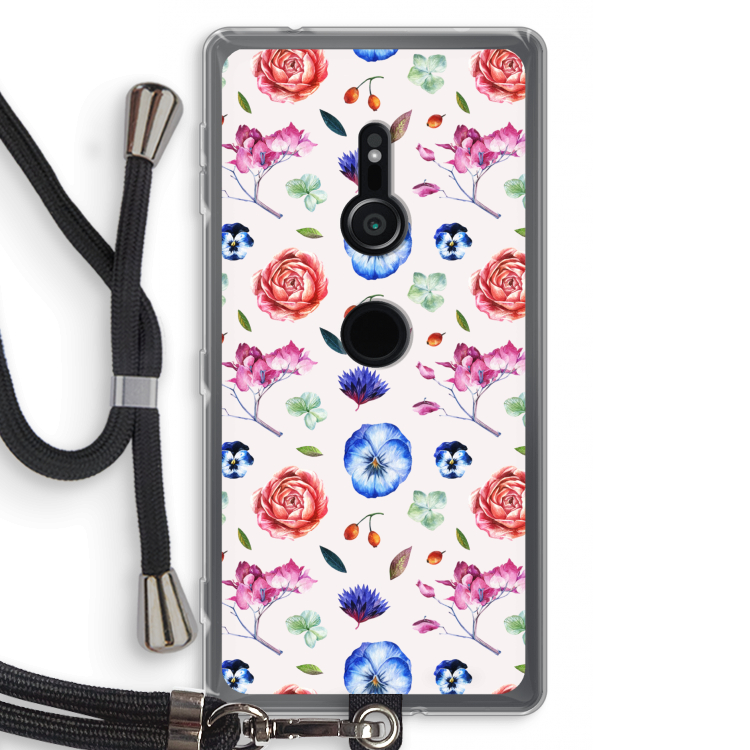 Bloemetjes: Sony Xperia XZ2 Transparant Hoesje met koord