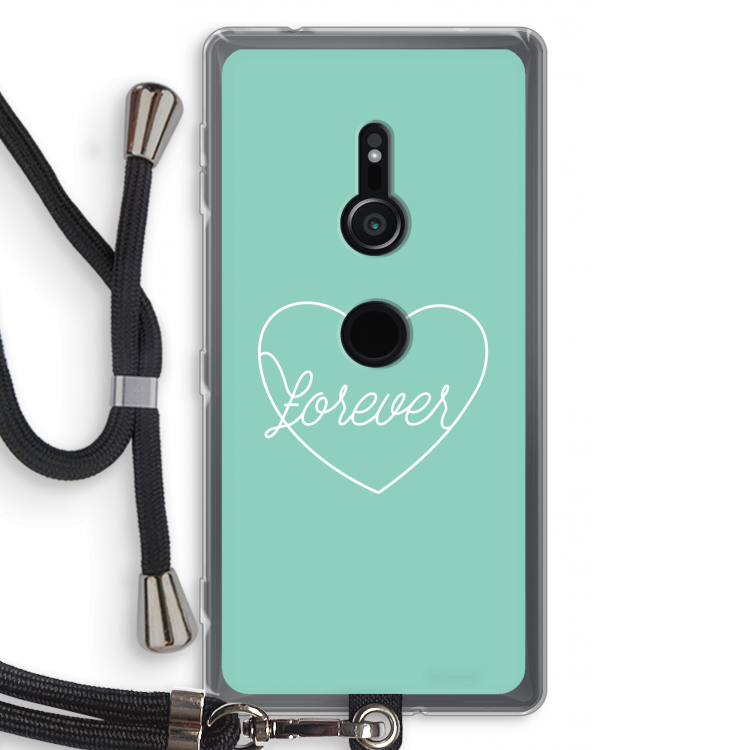 Forever heart pastel: Sony Xperia XZ2 Transparant Hoesje met koord
