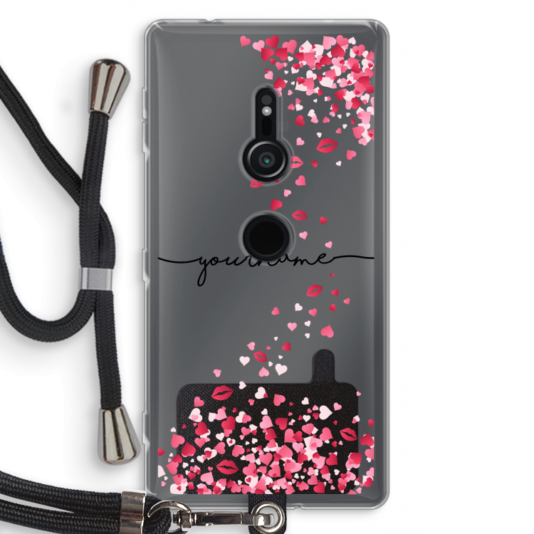 Hartjes en kusjes: Sony Xperia XZ2 Transparant Hoesje met koord