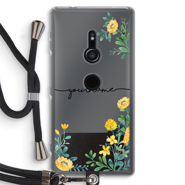 Gele bloemen: Sony Xperia XZ2 Transparant Hoesje met koord
