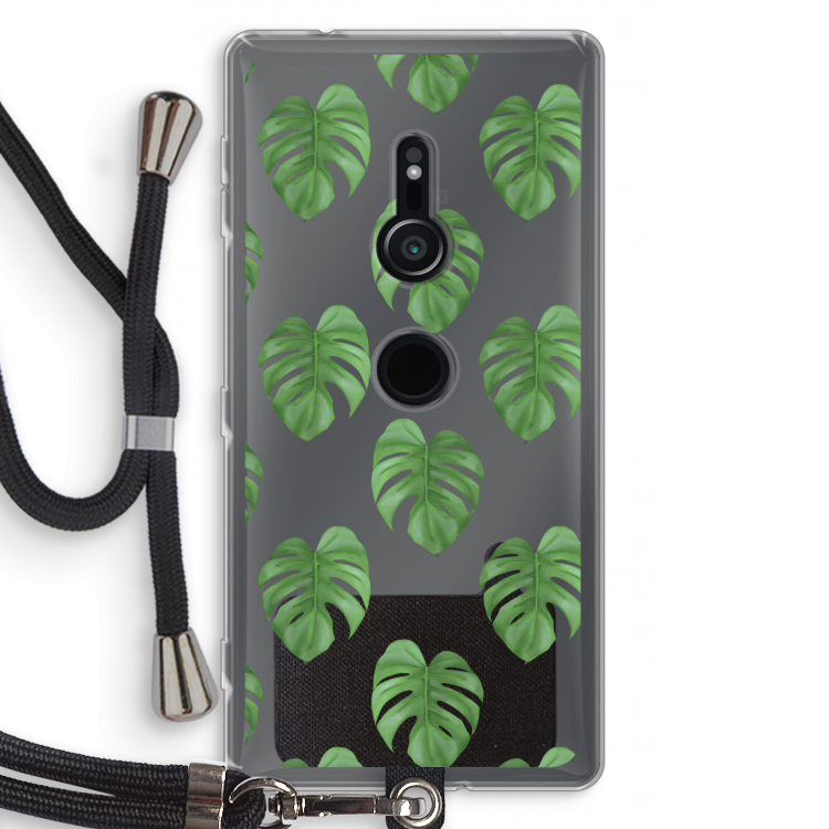 Monstera leaves: Sony Xperia XZ2 Transparant Hoesje met koord