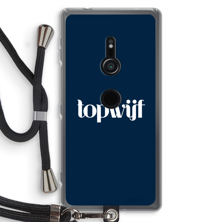 Topwijf Navy: Sony Xperia XZ2 Transparant Hoesje met koord