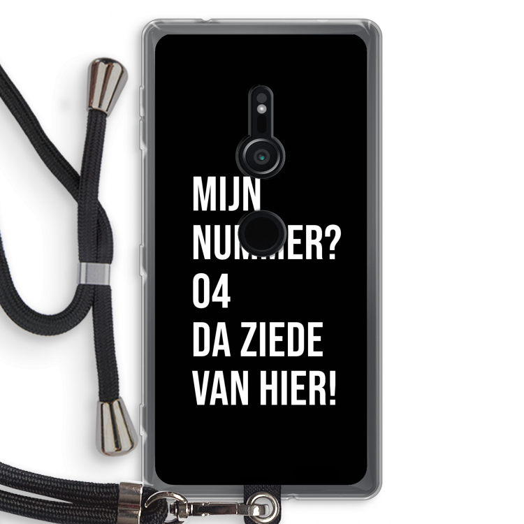 Da ziede van hier - Zwart: Sony Xperia XZ2 Transparant Hoesje met koord