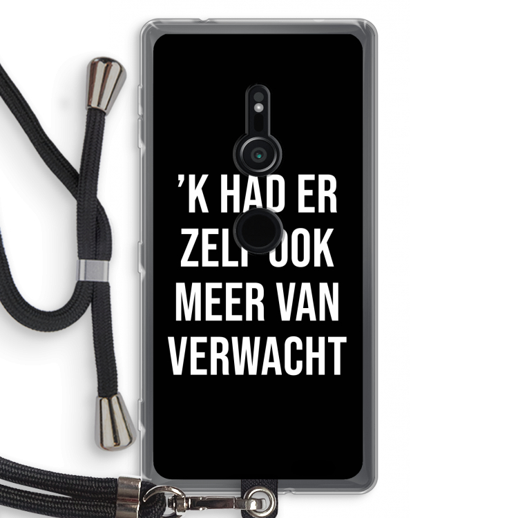 Meer verwacht - Zwart: Sony Xperia XZ2 Transparant Hoesje met koord