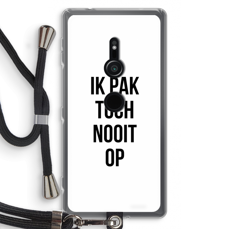 Ik pak nooit op: Sony Xperia XZ2 Transparant Hoesje met koord