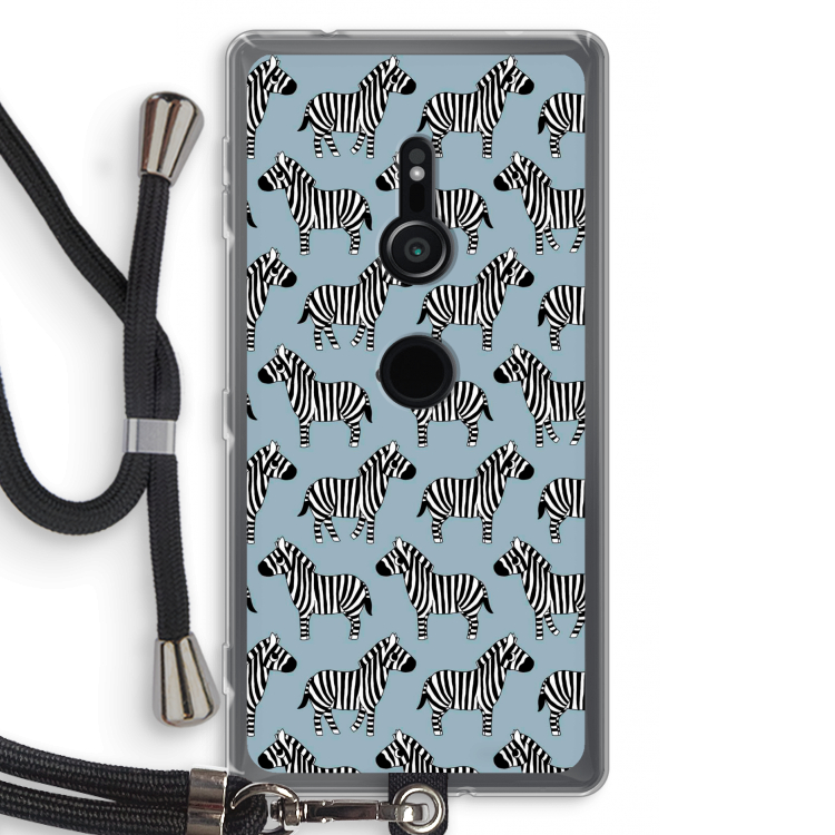 Zebra: Sony Xperia XZ2 Transparant Hoesje met koord