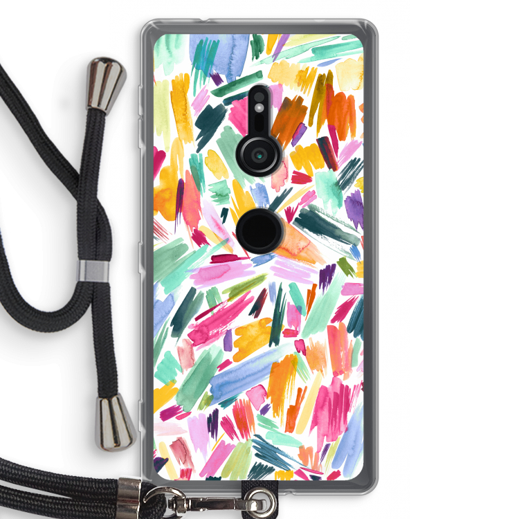 Watercolor Brushstrokes: Sony Xperia XZ2 Transparant Hoesje met koord