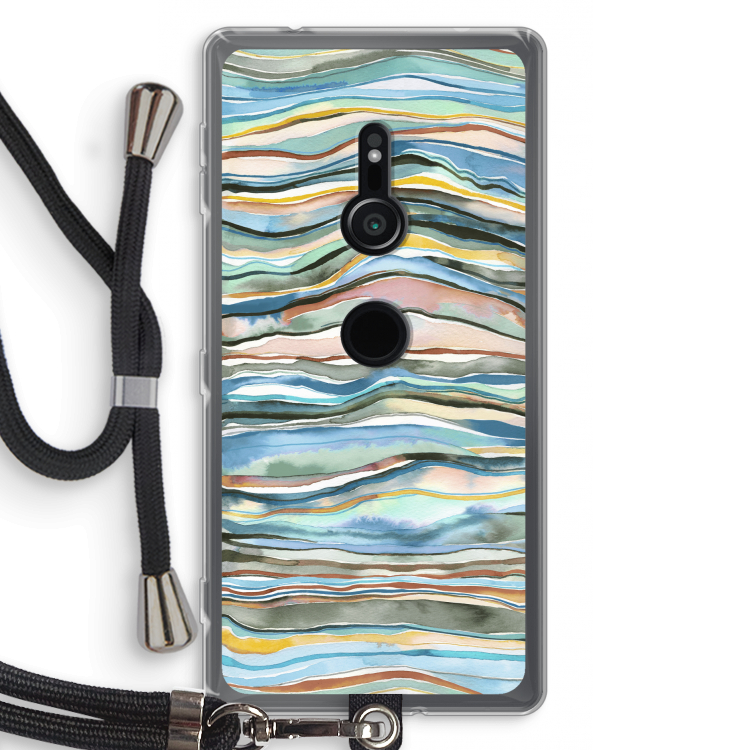 Watercolor Agate: Sony Xperia XZ2 Transparant Hoesje met koord