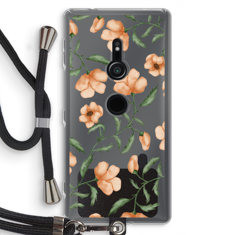 Peachy flowers: Sony Xperia XZ2 Transparant Hoesje met koord