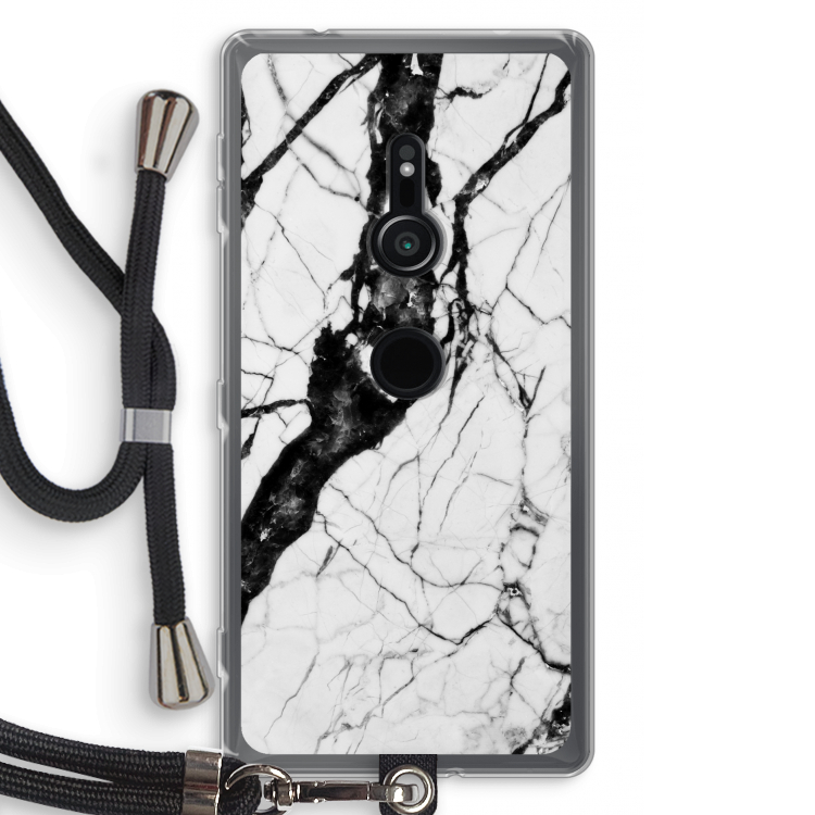 Witte marmer 2: Sony Xperia XZ2 Transparant Hoesje met koord