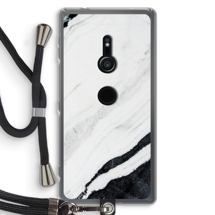 Elegante marmer: Sony Xperia XZ2 Transparant Hoesje met koord