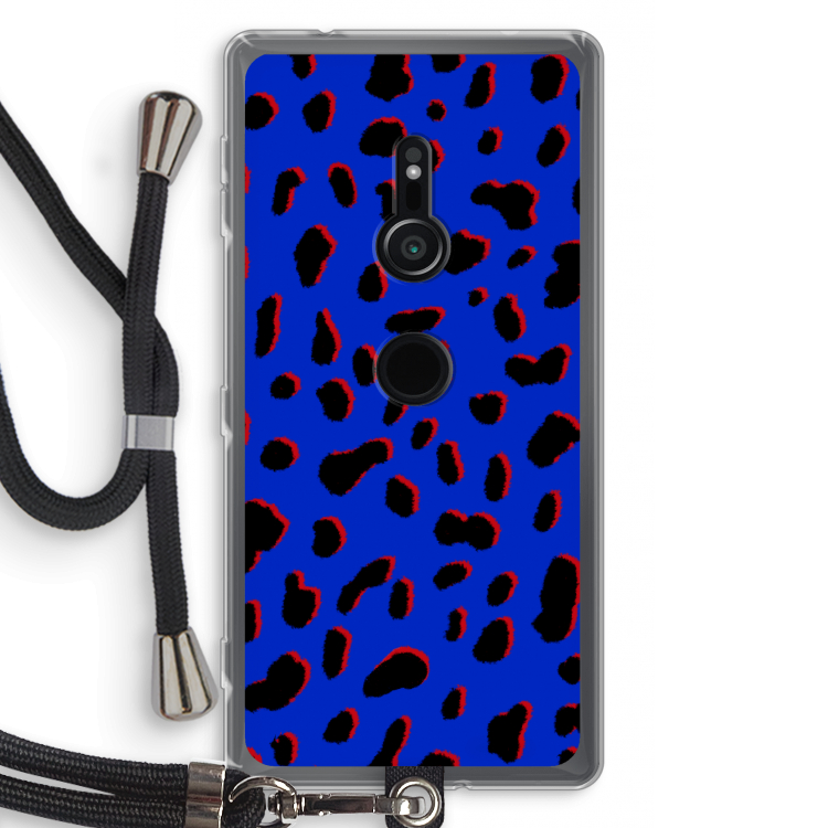 Blue Leopard: Sony Xperia XZ2 Transparant Hoesje met koord