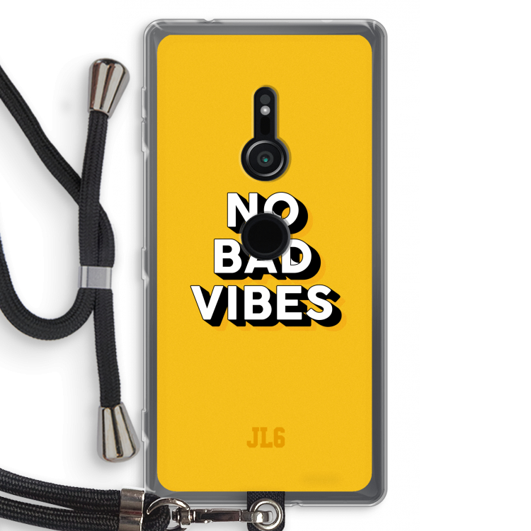 No Bad Vibes: Sony Xperia XZ2 Transparant Hoesje met koord