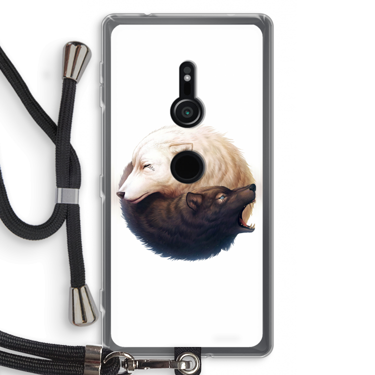 Yin Yang Wolves: Sony Xperia XZ2 Transparant Hoesje met koord