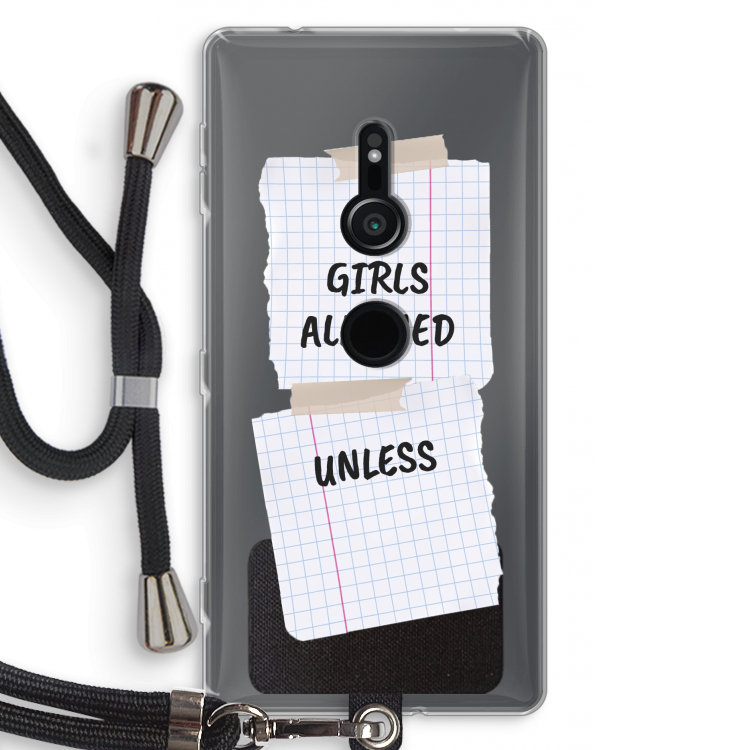No Girls Allowed Unless: Sony Xperia XZ2 Transparant Hoesje met koord