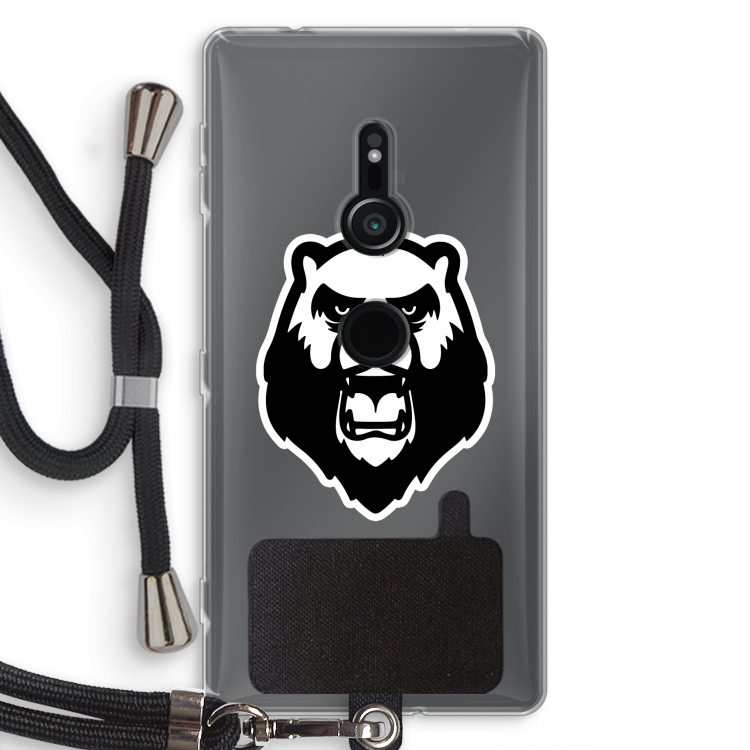 Angry Bear (white): Sony Xperia XZ2 Transparant Hoesje met koord