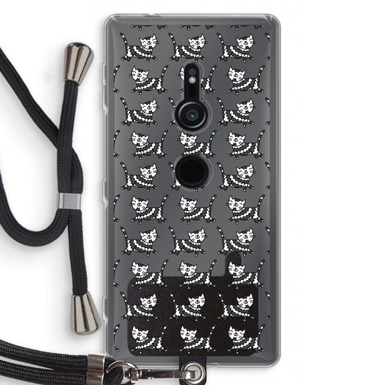 Zwarte poes: Sony Xperia XZ2 Transparant Hoesje met koord