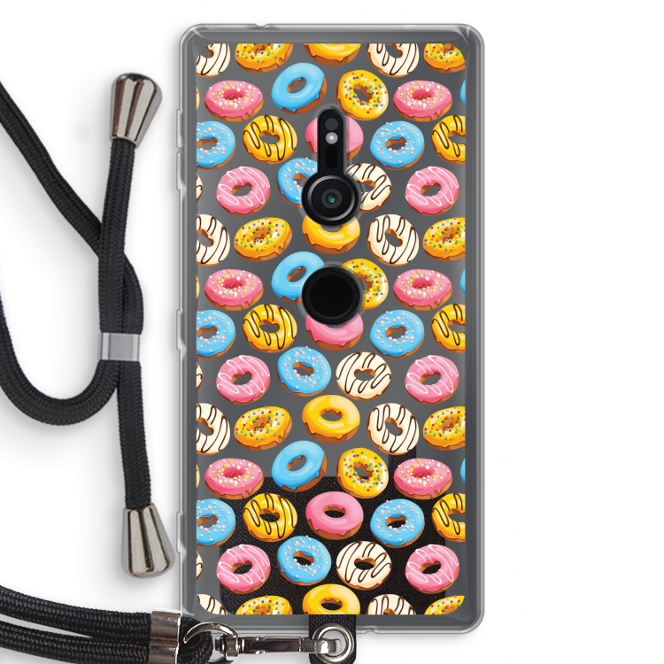 Pink donuts: Sony Xperia XZ2 Transparant Hoesje met koord