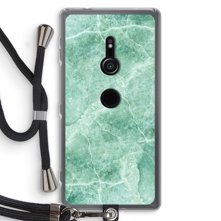 Groen marmer: Sony Xperia XZ2 Transparant Hoesje met koord
