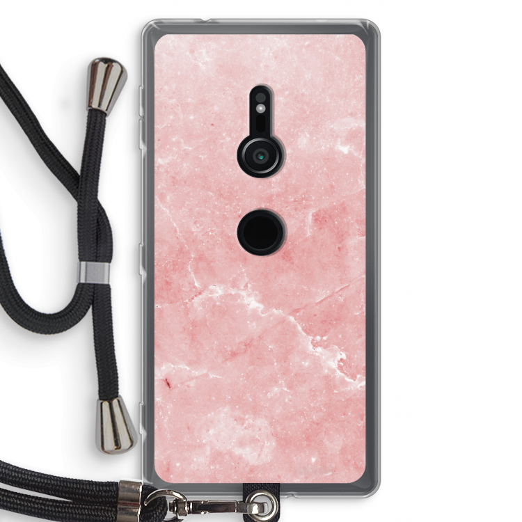 Roze marmer: Sony Xperia XZ2 Transparant Hoesje met koord