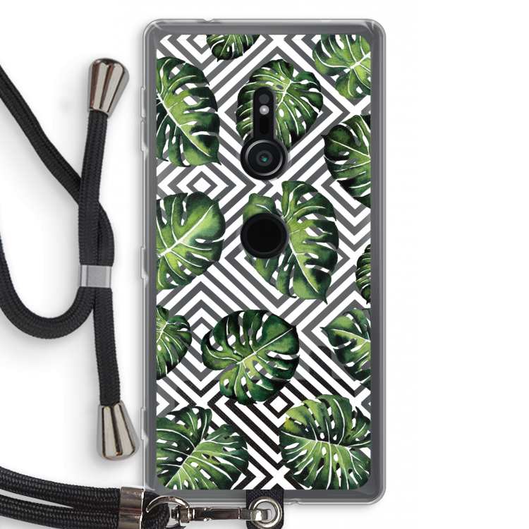 Geometrische jungle: Sony Xperia XZ2 Transparant Hoesje met koord