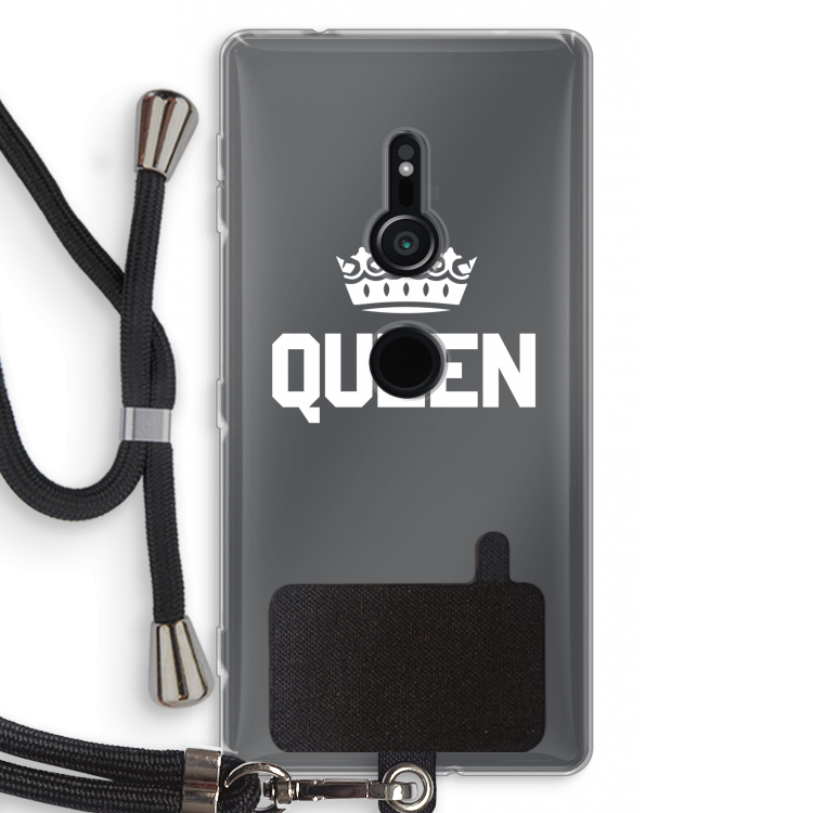 Queen zwart: Sony Xperia XZ2 Transparant Hoesje met koord