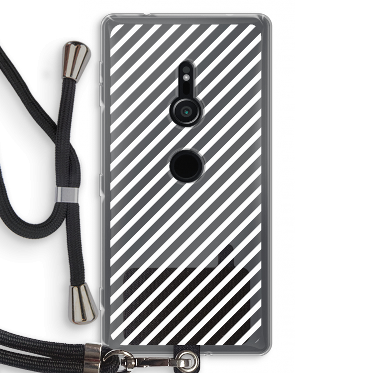 Strepen zwart-wit: Sony Xperia XZ2 Transparant Hoesje met koord