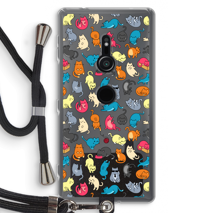 Kleurrijke katten: Sony Xperia XZ2 Transparant Hoesje met koord