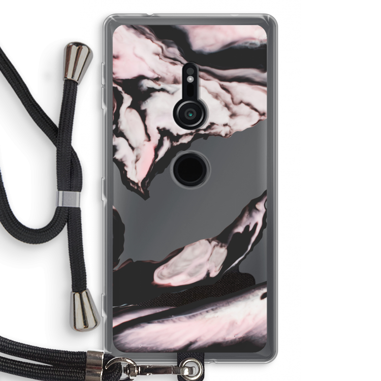 Roze stroom: Sony Xperia XZ2 Transparant Hoesje met koord