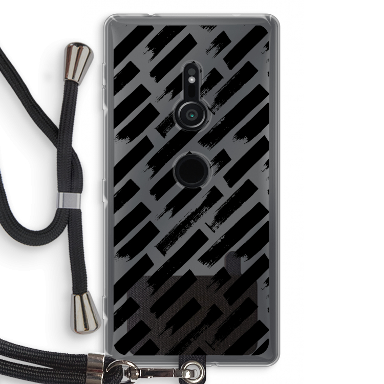 Zwarte vegen: Sony Xperia XZ2 Transparant Hoesje met koord