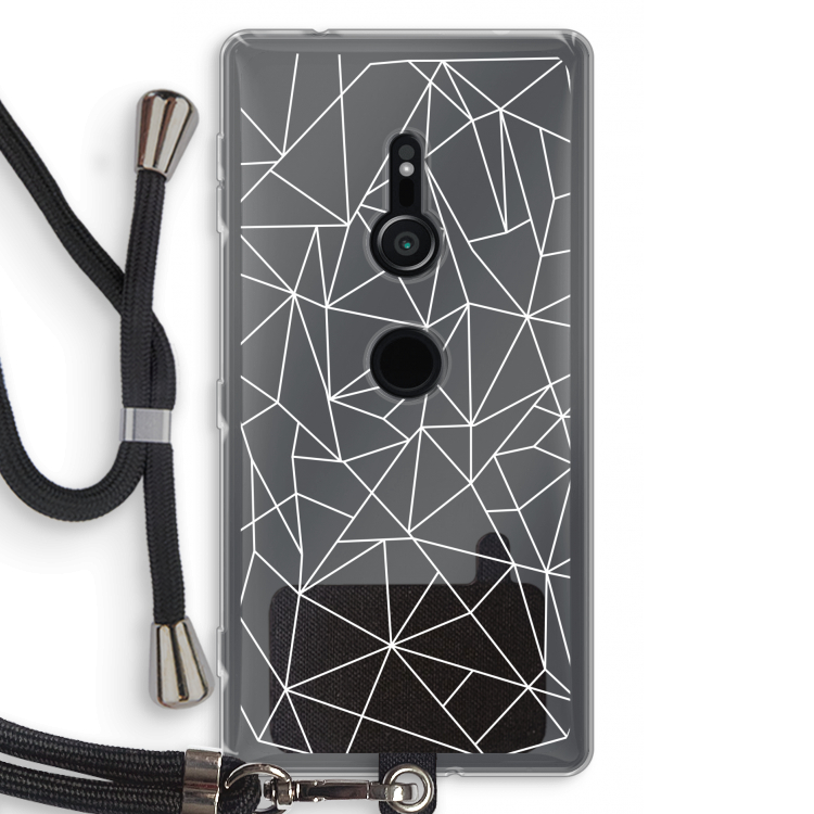 Geometrische lijnen wit: Sony Xperia XZ2 Transparant Hoesje met koord