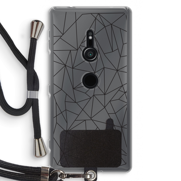 Geometrische lijnen zwart: Sony Xperia XZ2 Transparant Hoesje met koord