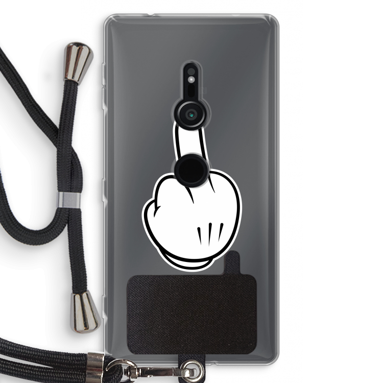 Middle finger black: Sony Xperia XZ2 Transparant Hoesje met koord