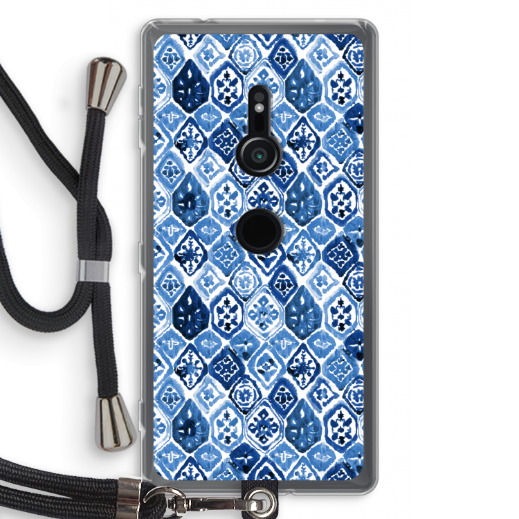 Blauw motief: Sony Xperia XZ2 Transparant Hoesje met koord